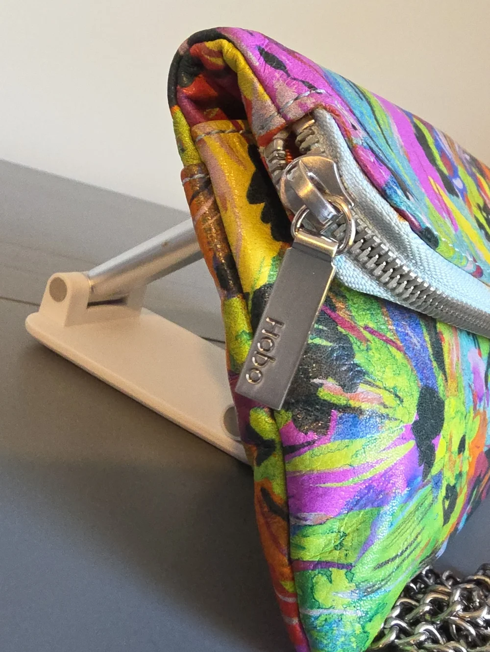 HOBO Leather Multicolor Floral Lauren Fold Over Crossbosy/Clutch